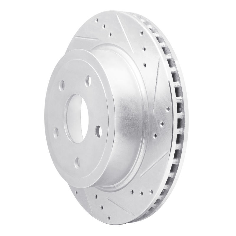 Dodge Ram 1500 Brake Rotor (1) - Rear Right - R1 Concepts - Drilled & Slotted - Silver - `04-`06